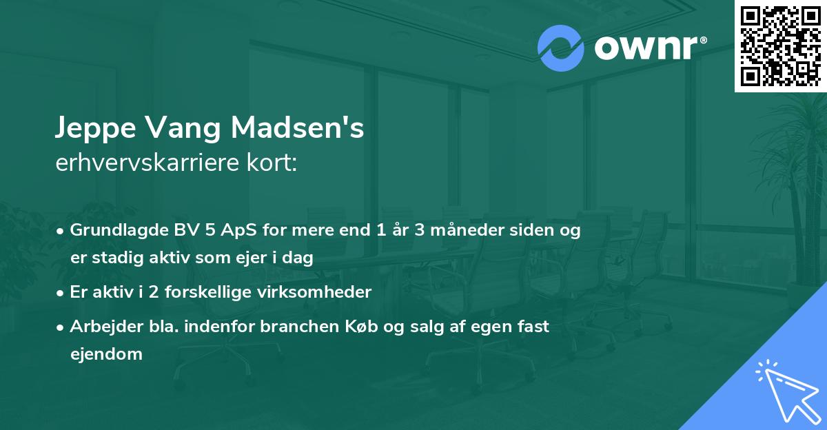 Jeppe Vang Madsen's erhvervskarriere kort