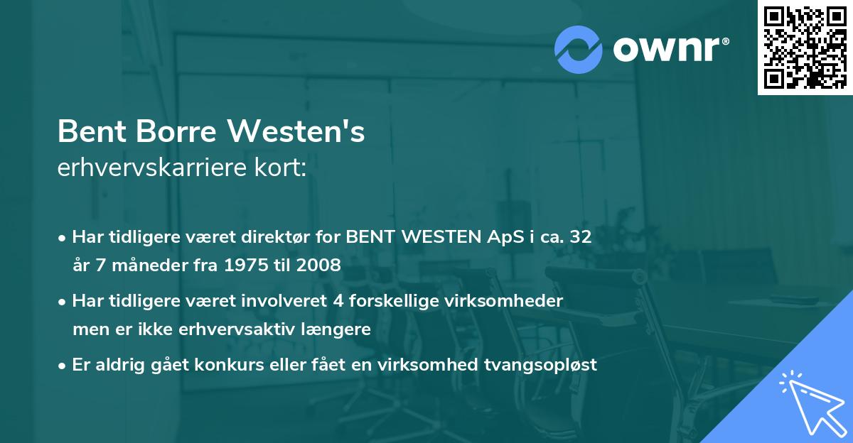 Bent Borre Westen's erhvervskarriere kort