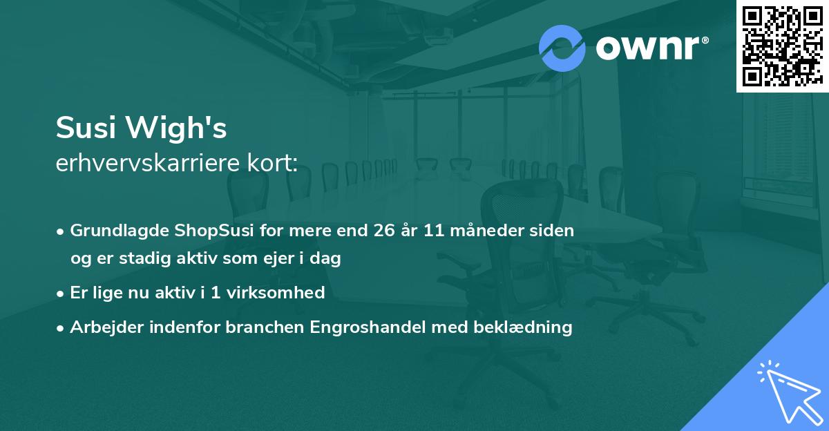 Susi Wigh's erhvervskarriere kort