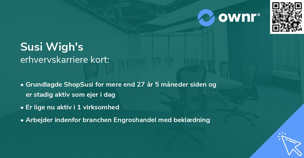 Susi Wigh's erhvervskarriere kort