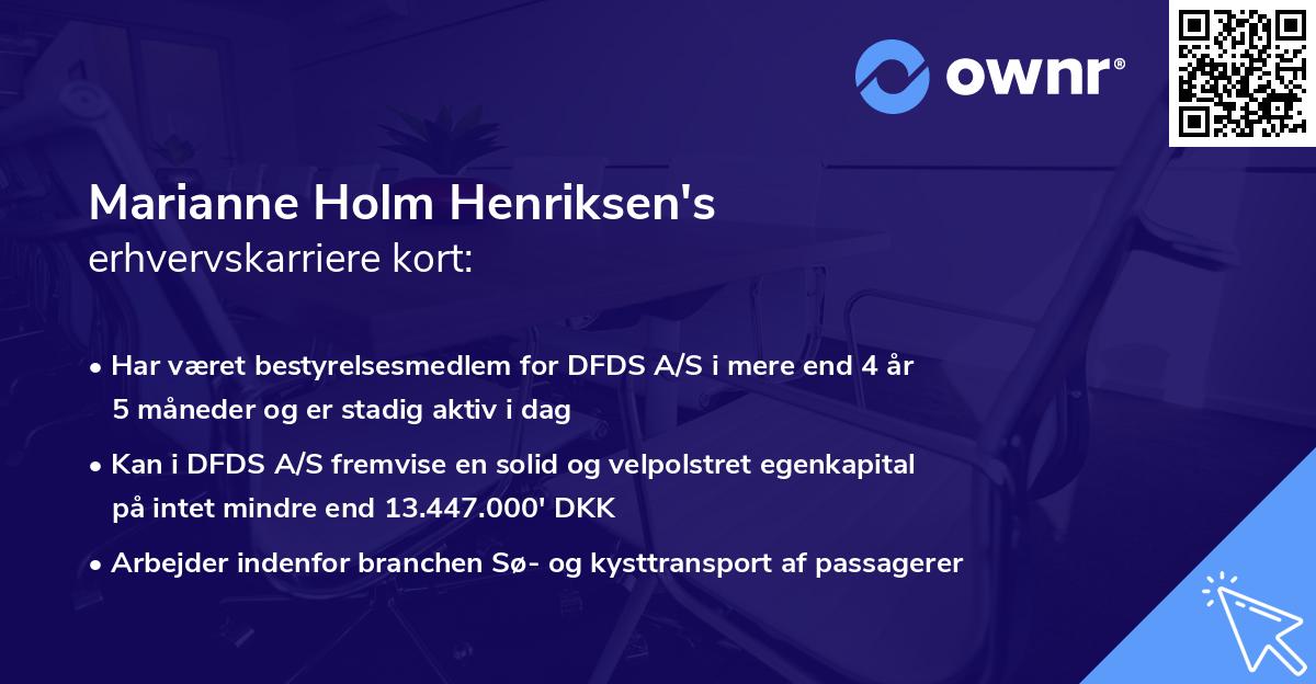 Marianne Holm Henriksen's erhvervskarriere kort