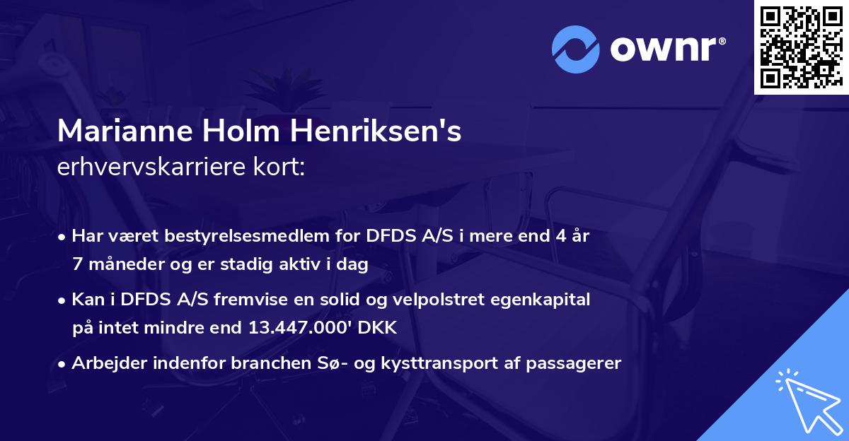 Marianne Holm Henriksen's erhvervskarriere kort