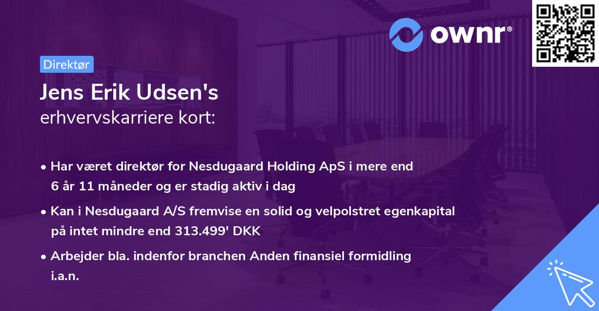 Jens Erik Udsen's erhvervskarriere kort