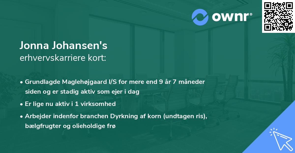 Jonna Johansen's erhvervskarriere kort