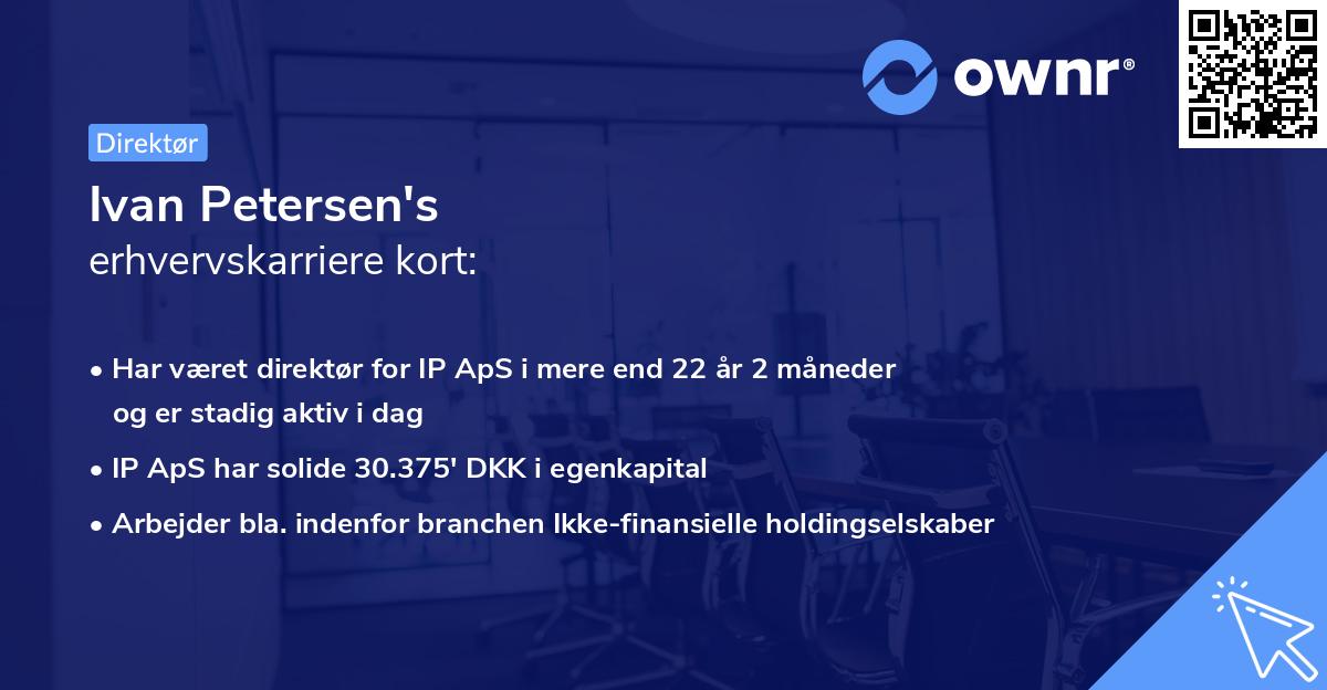 Ivan Petersen's erhvervskarriere kort
