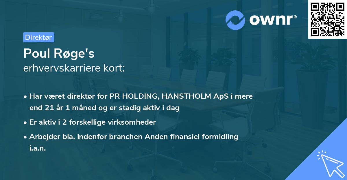 Poul Røge's erhvervskarriere kort