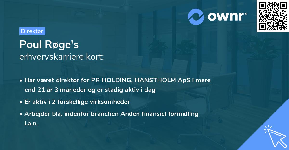 Poul Røge's erhvervskarriere kort