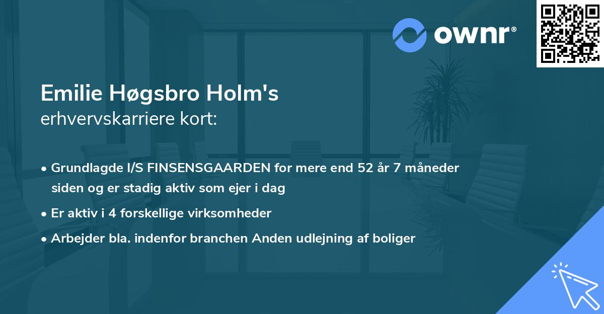 Emilie Høgsbro Holm's erhvervskarriere kort