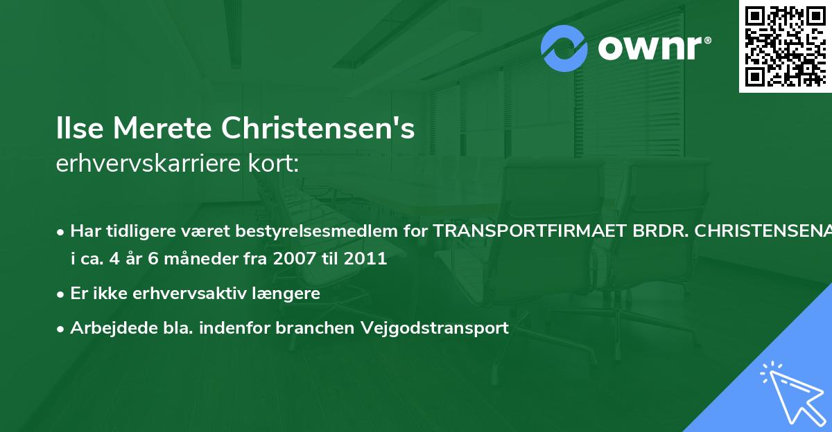 Ilse Merete Christensen's erhvervskarriere kort