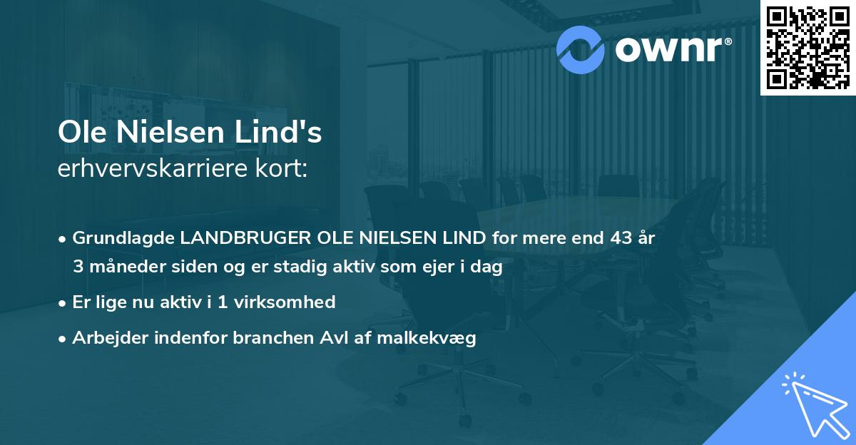 Ole Nielsen Lind's erhvervskarriere kort