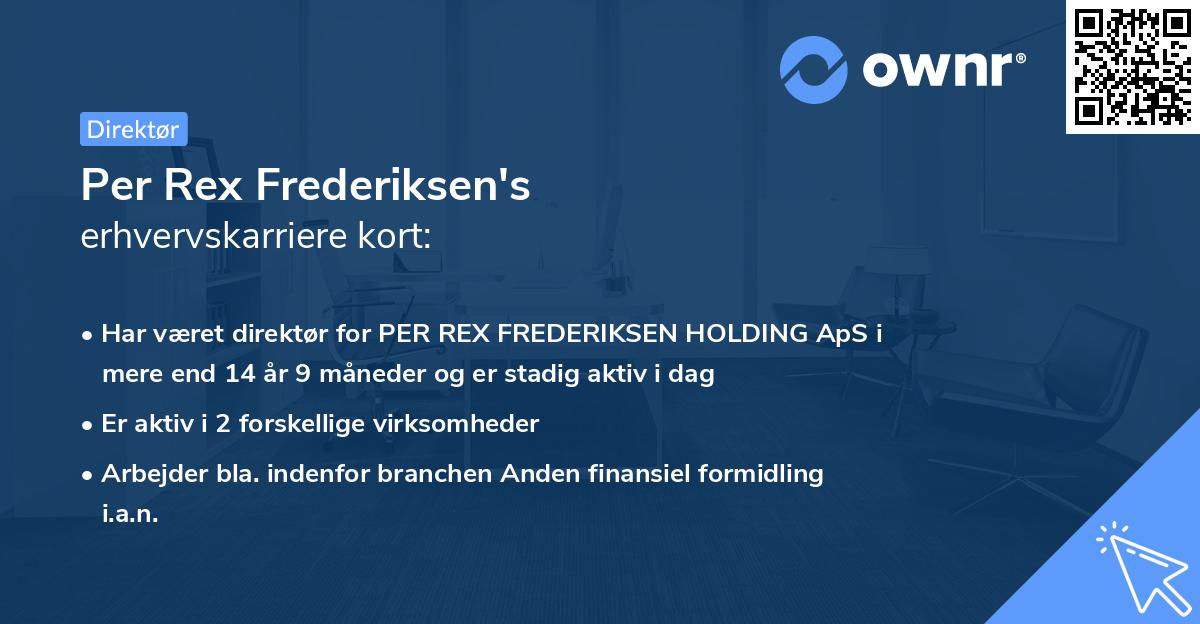 Per Rex Frederiksen's erhvervskarriere kort