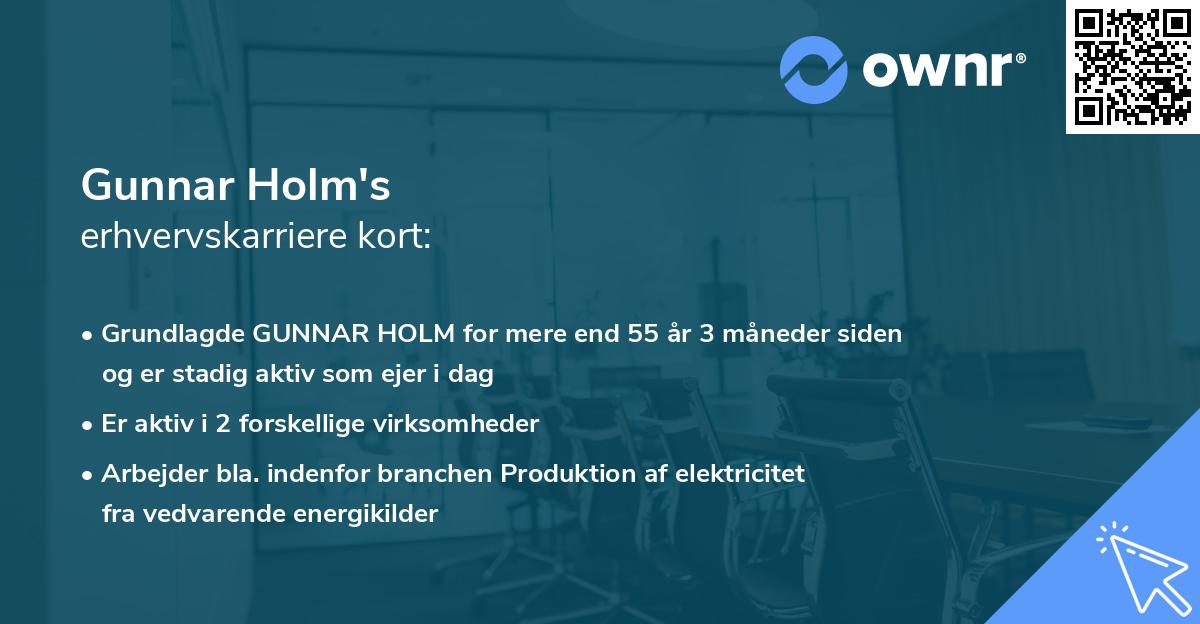 Gunnar Holm's erhvervskarriere kort