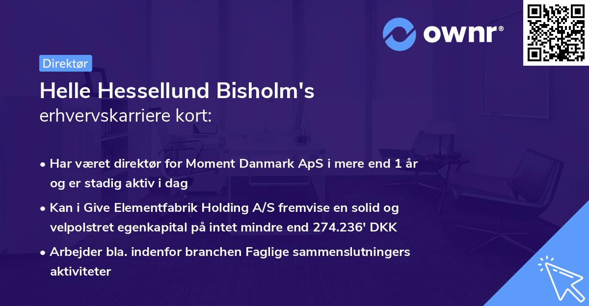 Helle Hessellund Bisholm's erhvervskarriere kort