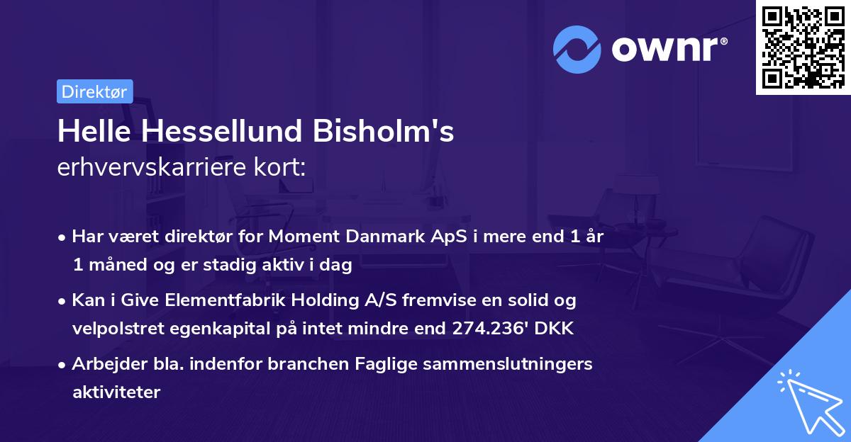 Helle Hessellund Bisholm's erhvervskarriere kort