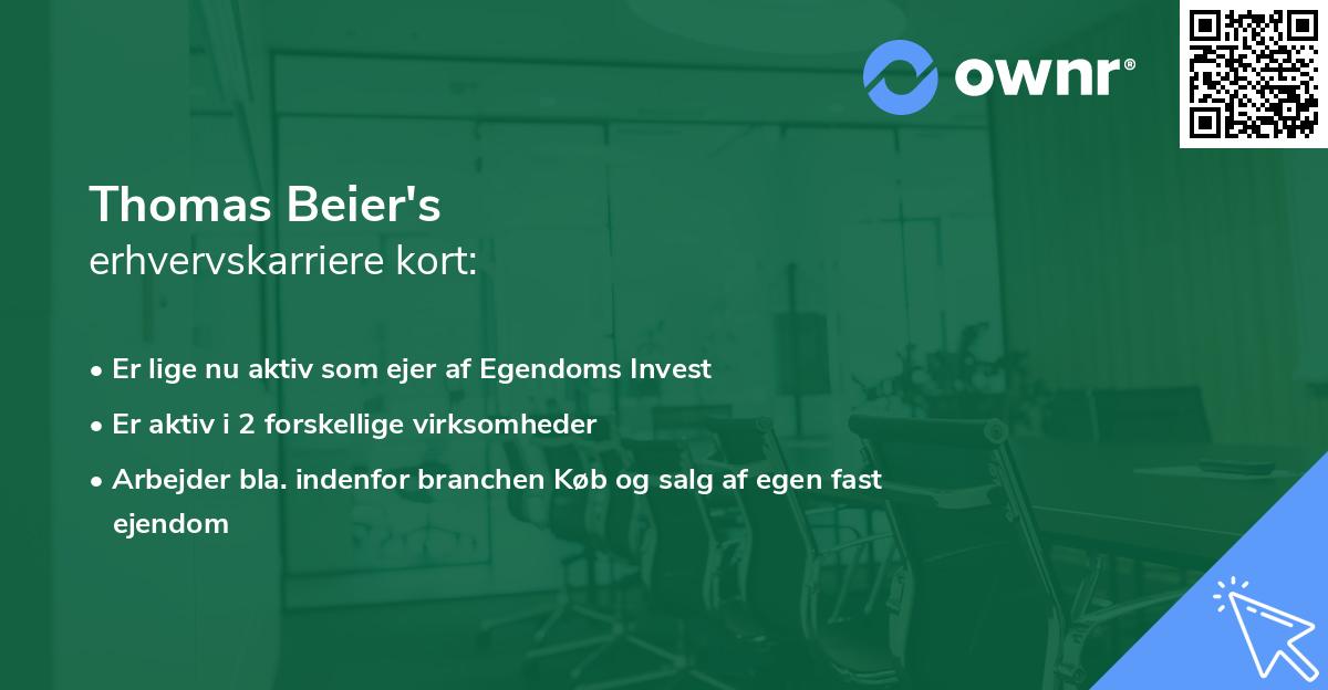 Thomas Beier's erhvervskarriere kort