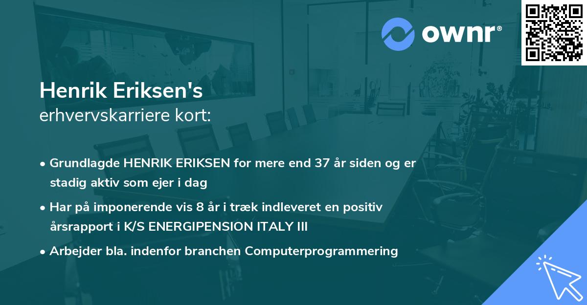 Henrik Eriksen's erhvervskarriere kort