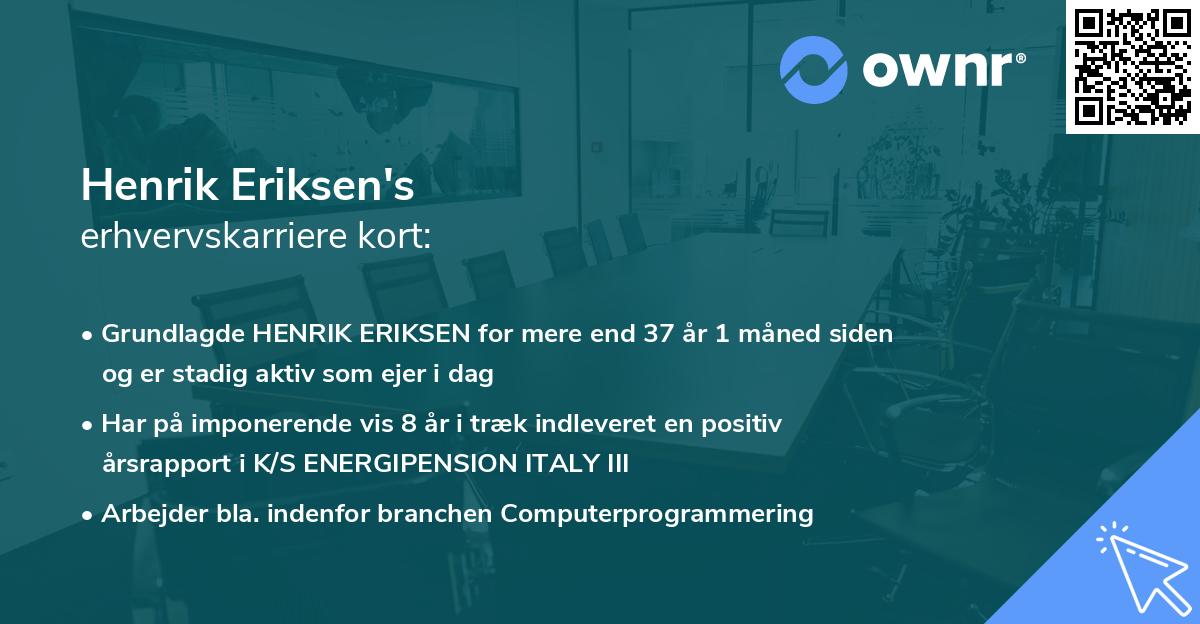 Henrik Eriksen's erhvervskarriere kort