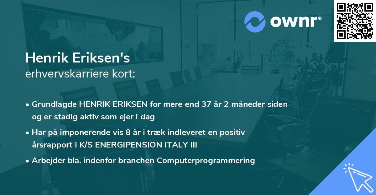 Henrik Eriksen's erhvervskarriere kort