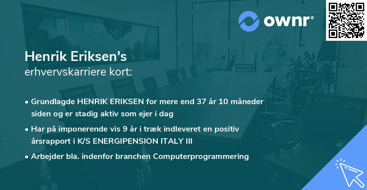 Henrik Eriksen's erhvervskarriere kort