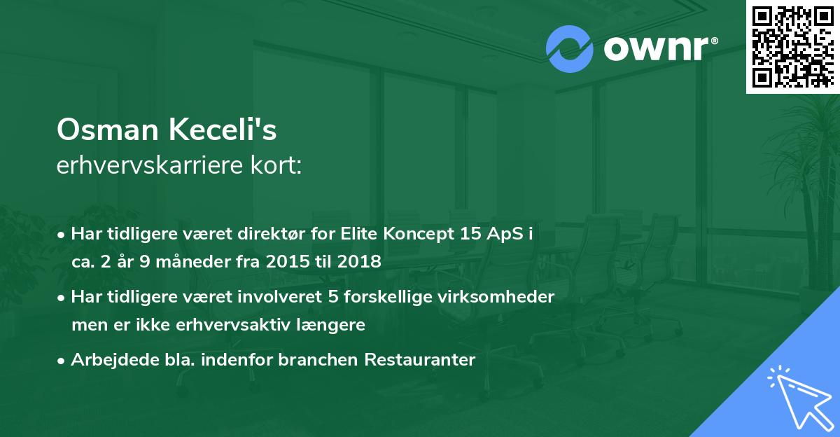 Osman Keceli's erhvervskarriere kort