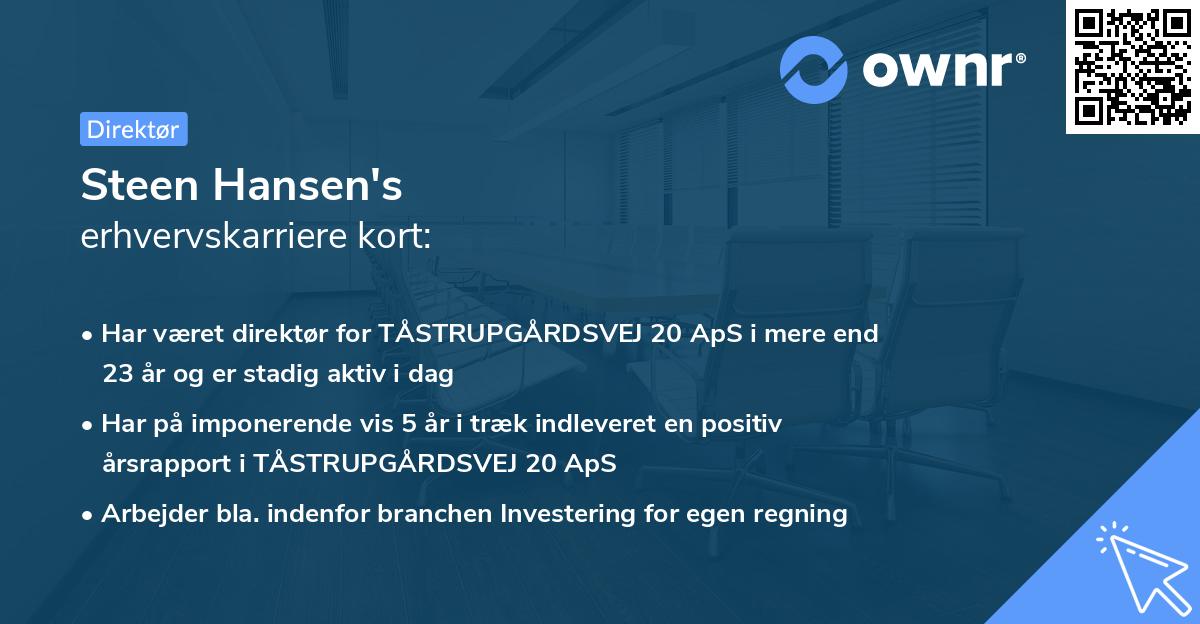 Steen Hansen's erhvervskarriere kort