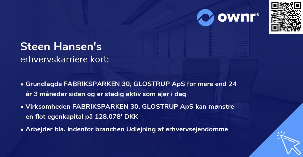 Steen Hansen's erhvervskarriere kort
