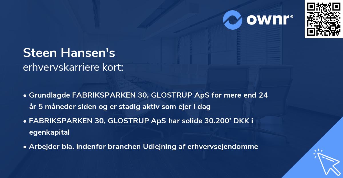 Steen Hansen's erhvervskarriere kort
