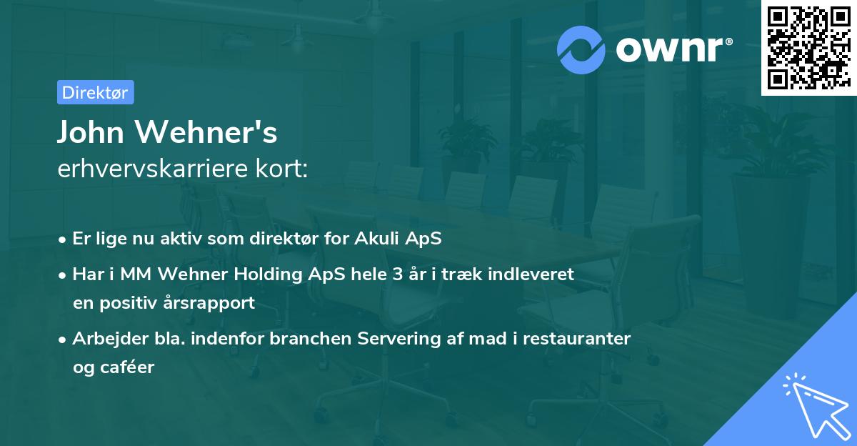 John Wehner's erhvervskarriere kort
