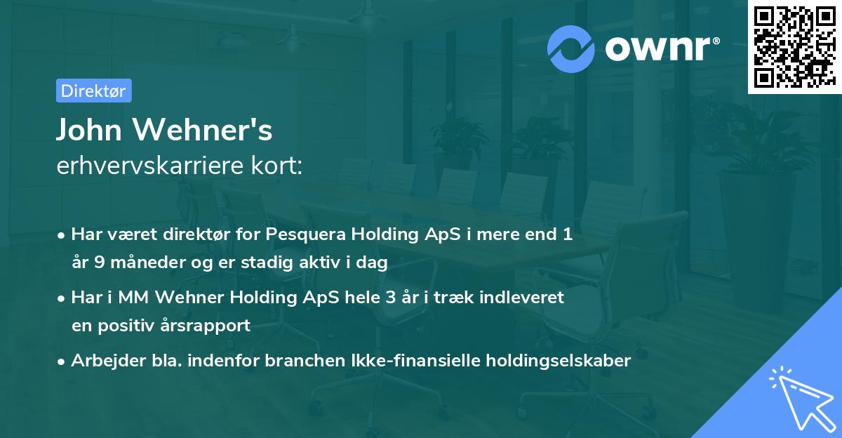 John Wehner's erhvervskarriere kort