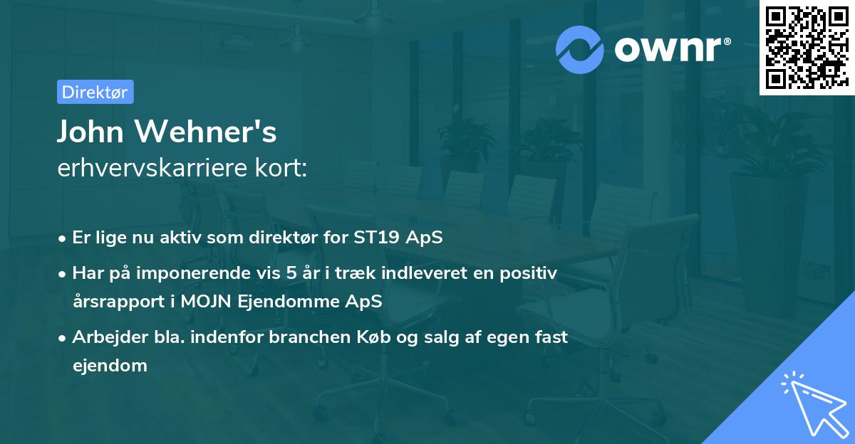 John Wehner's erhvervskarriere kort