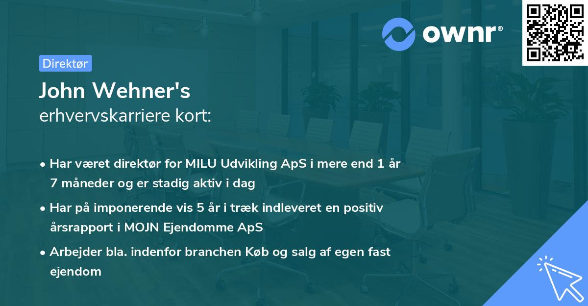 John Wehner's erhvervskarriere kort