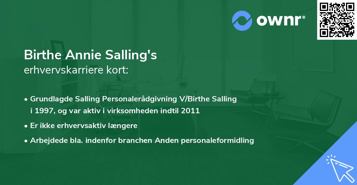 Birthe Annie Salling's erhvervskarriere kort
