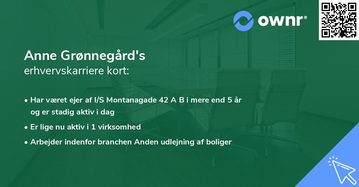 Anne Grønnegård's erhvervskarriere kort