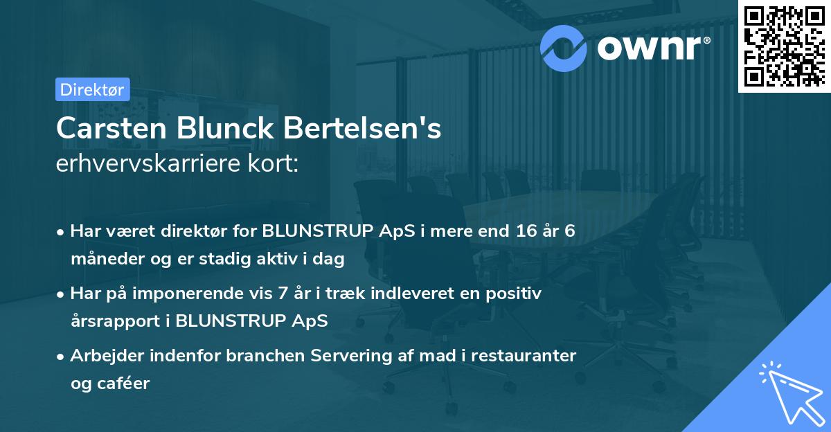 Carsten Blunck Bertelsen's erhvervskarriere kort