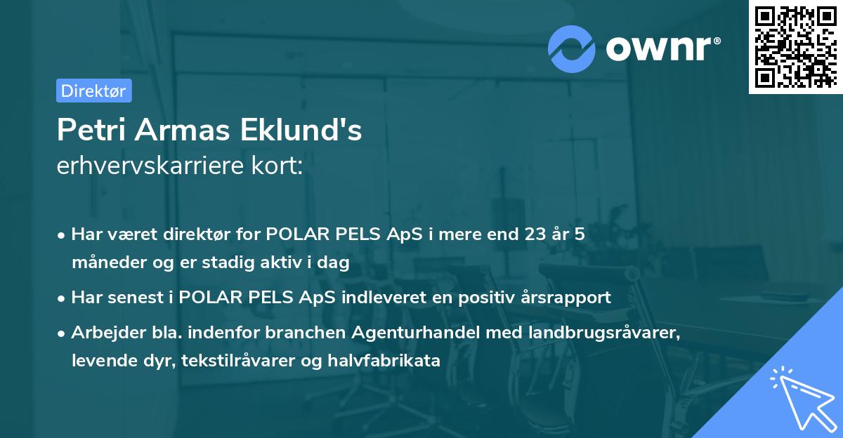 Petri Armas Eklund's erhvervskarriere kort