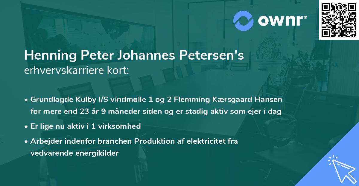 Henning Peter Johannes Petersen's erhvervskarriere kort