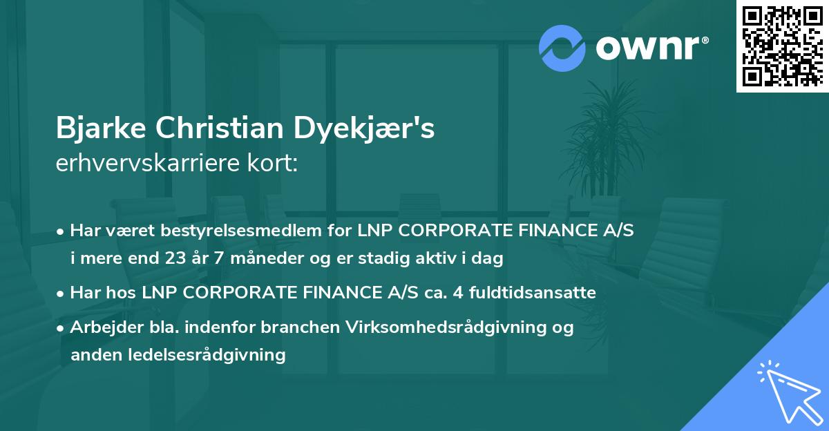 Bjarke Christian Dyekjær's erhvervskarriere kort