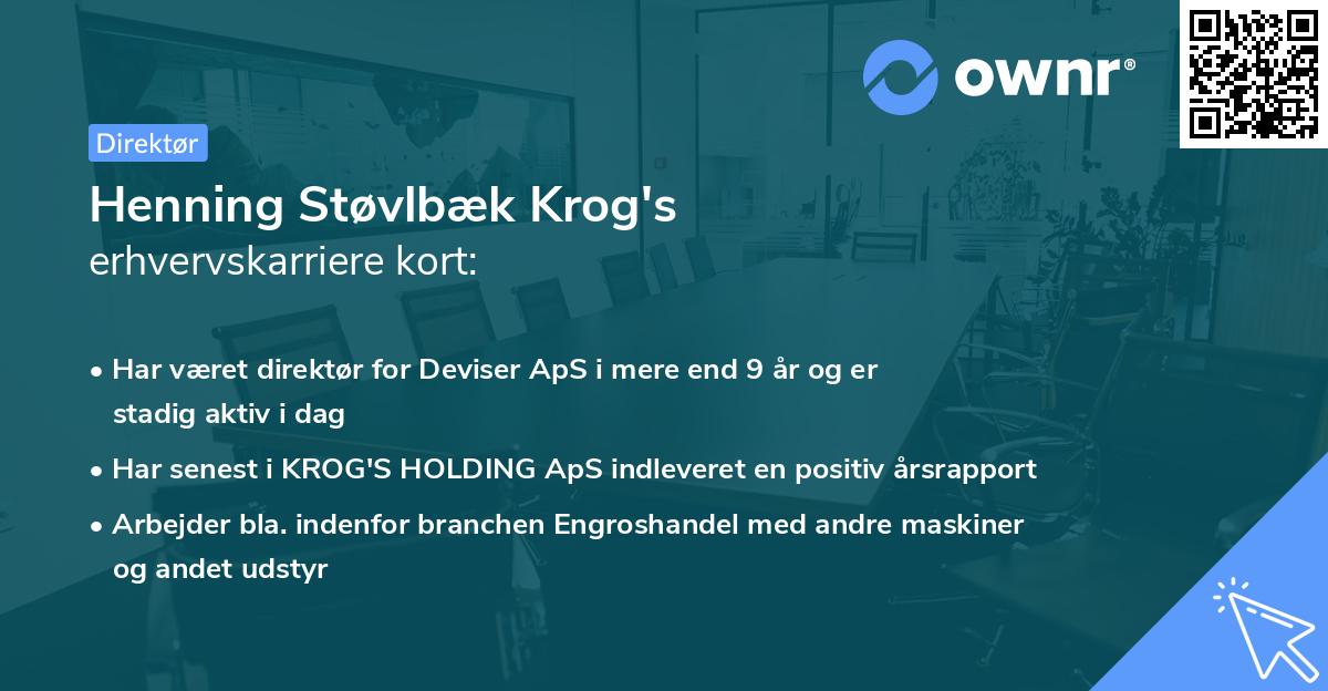 Henning Støvlbæk Krog's erhvervskarriere kort
