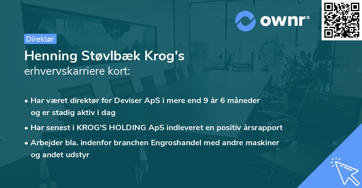 Henning Støvlbæk Krog's erhvervskarriere kort