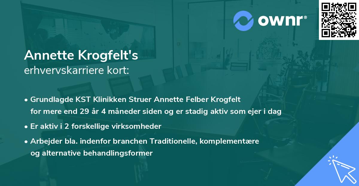 Annette Krogfelt's erhvervskarriere kort