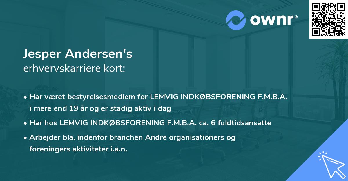 Jesper Andersen's erhvervskarriere kort