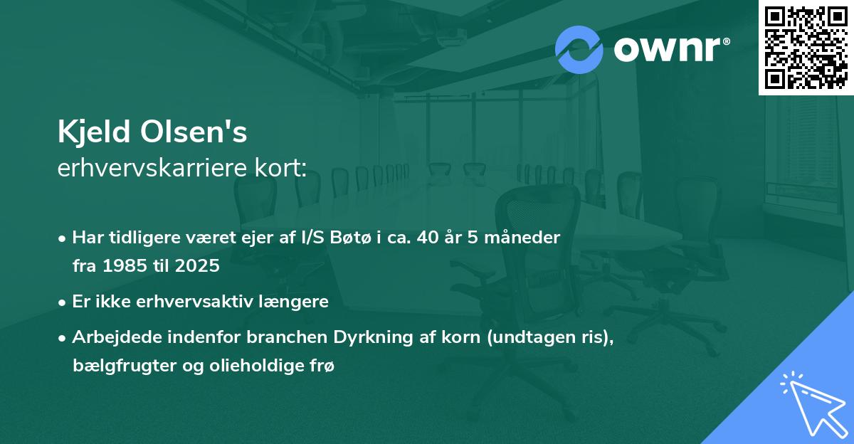 Kjeld Olsen's erhvervskarriere kort