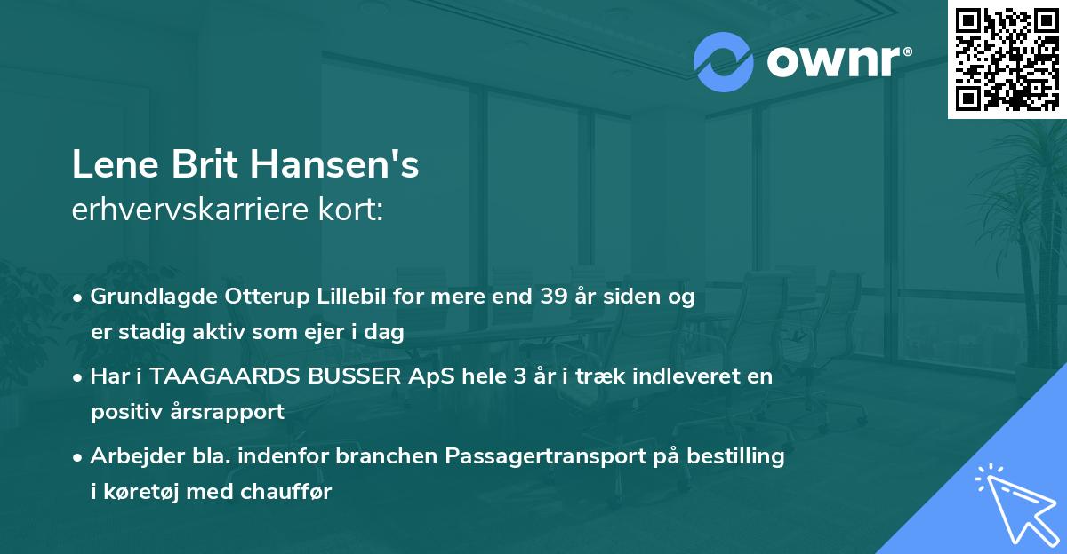 Lene Brit Hansen's erhvervskarriere kort