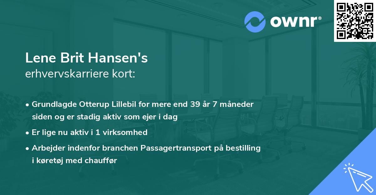 Lene Brit Hansen's erhvervskarriere kort