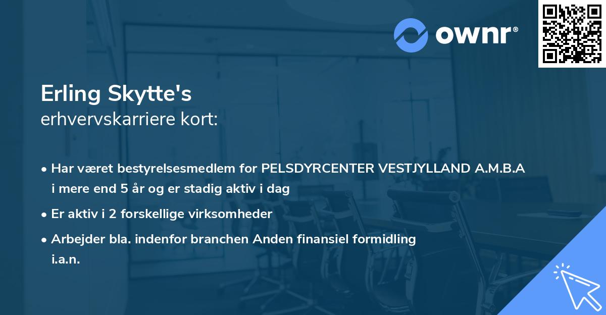 Erling Skytte's erhvervskarriere kort