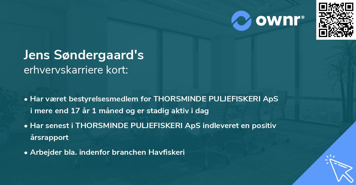 Jens Søndergaard's erhvervskarriere kort