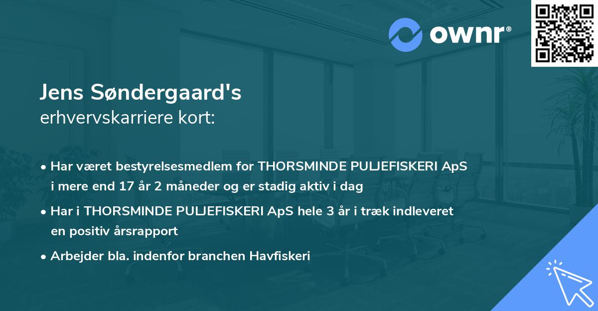 Jens Søndergaard's erhvervskarriere kort