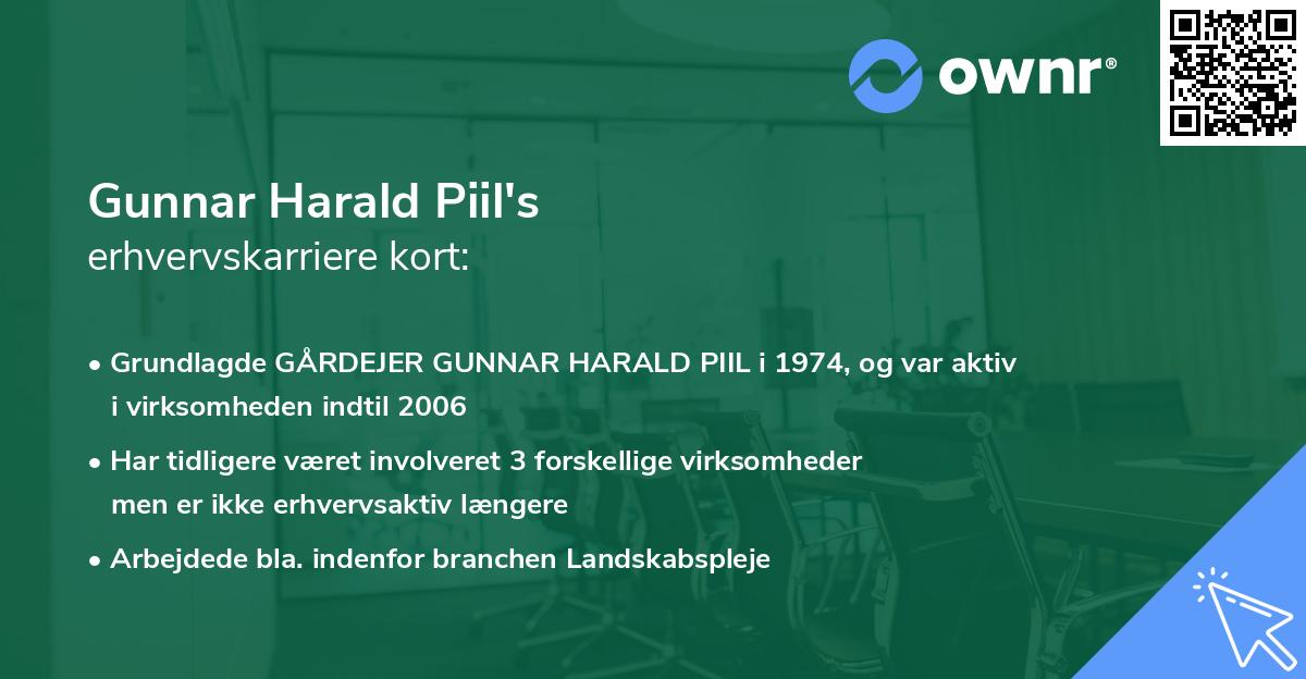 Gunnar Harald Piil's erhvervskarriere kort