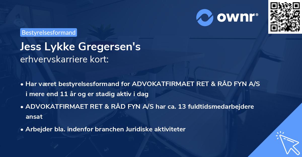 Jess Lykke Gregersen's erhvervskarriere kort