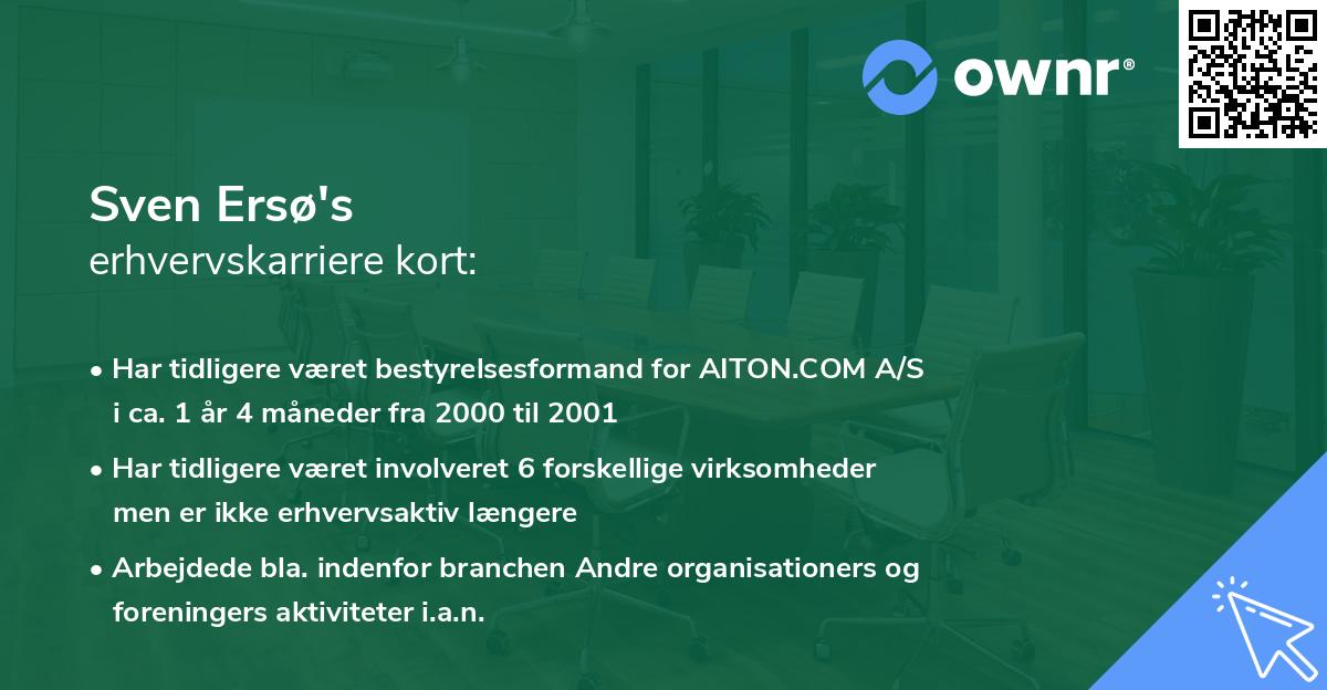 Sven Ersø's erhvervskarriere kort